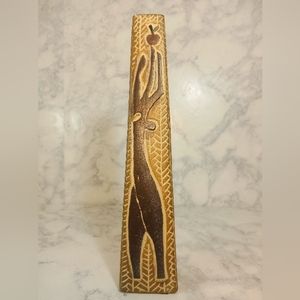 Slender Mid-Century Vintage Ceramic Abstract Tribal Fashioned Designed Vase